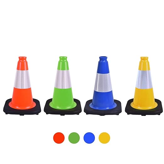 6 Pack 12 Inch Yellow Reflective Traffic Cones, Driveways and Indoor Safety - Image 3