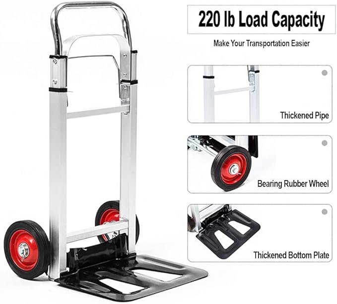 LEADALLWAY Hand Truck Aluminum Foldable Hand Cart - Image 3