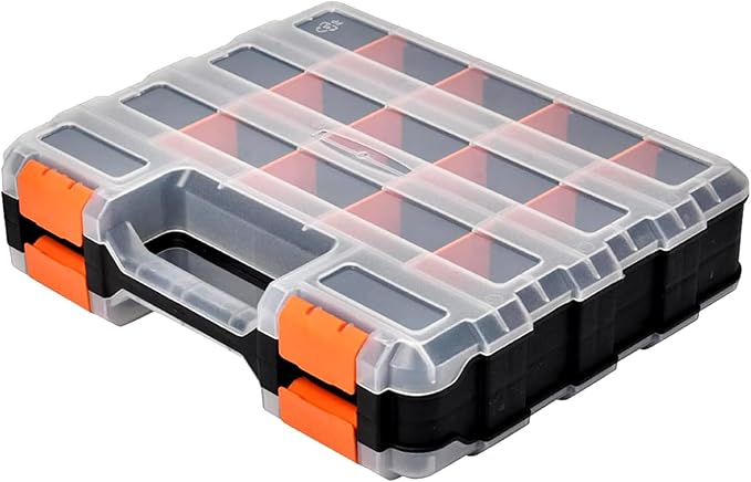 Small Parts Organizer, 34-Compartments Hardware Organizer Box, Double Side by WINYING