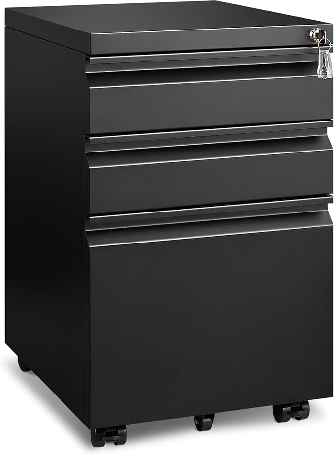 3 Drawer File Cabinet for Home Office, Under Desk Mobile Filing Cabinet by Approgreent