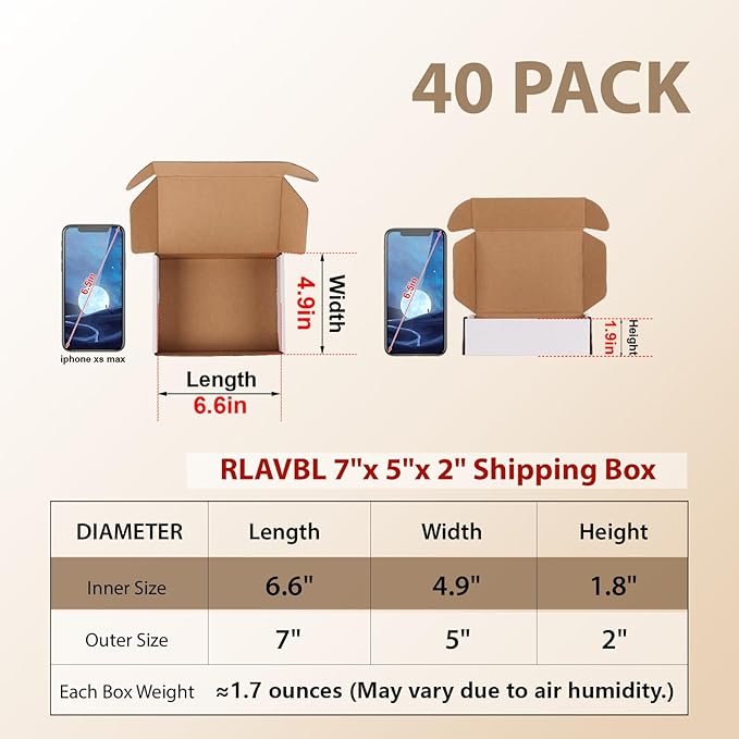 RLAVBL 7x5x2 Small Shipping Boxes Set of 40 - Image 2