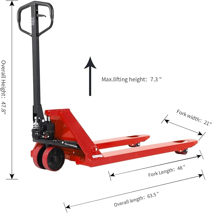 Tory Carrier Pallet Jack, 5500lbs Capacity Manual Pallet Trucks Standard Duty - Image 2