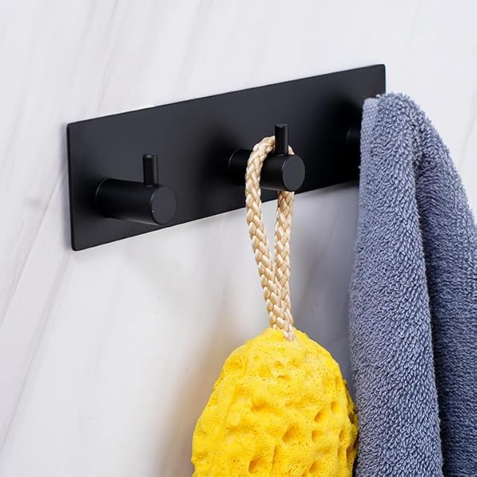 Kingdong Black Key Holder for Wall 304 Stainless Key Hooks Adhesive Key Holder - Image 7
