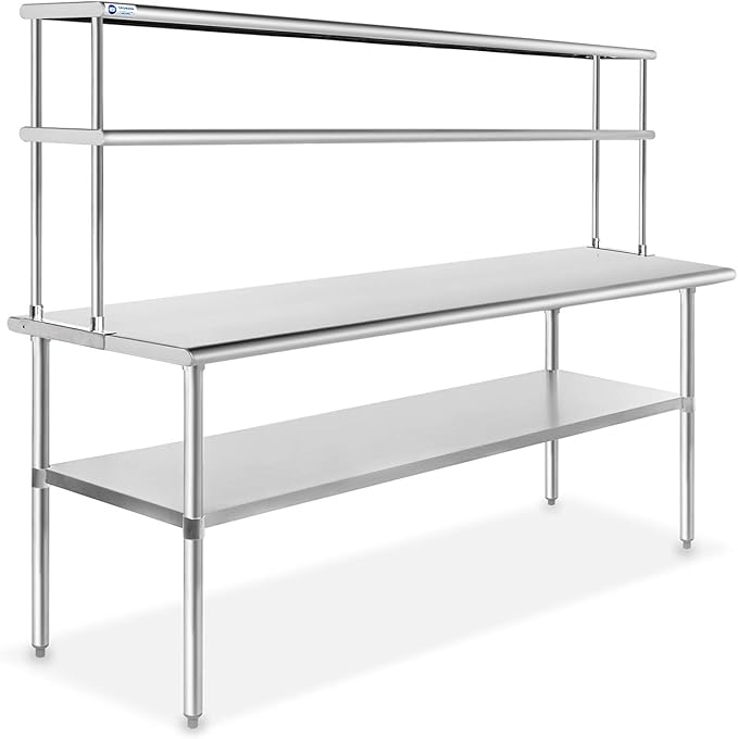 GRIDMANN NSF Stainless Steel Commercial Kitchen Prep & Work Table Plus A 2 Tier by GRIDMANN