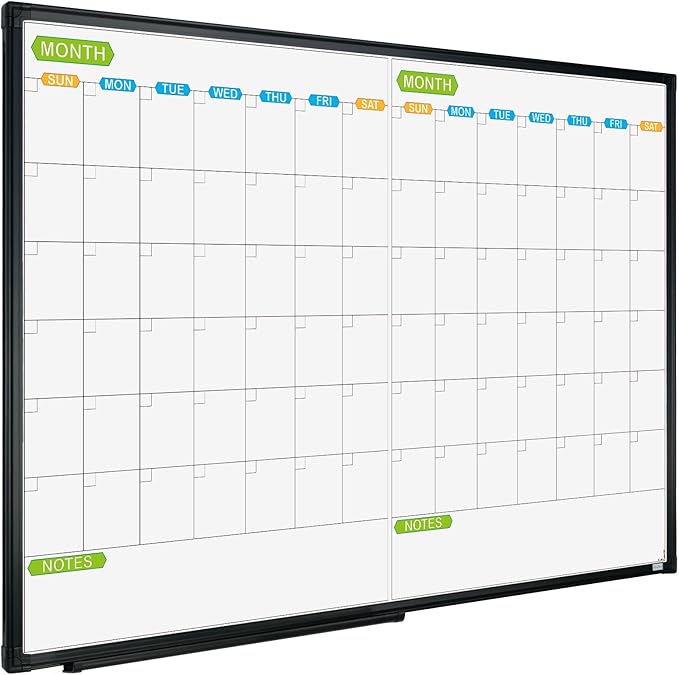 JILoffice Magnetic Dry Erase Calendar Whiteboard, 2 Month White Board Planner by JILoffice