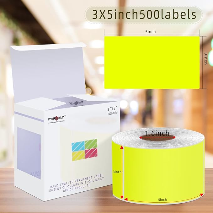 PARLAIM 3" x 5" Rectangle Adhesive Color Code Stickers, 500 per Dispenser Box - Image 2
