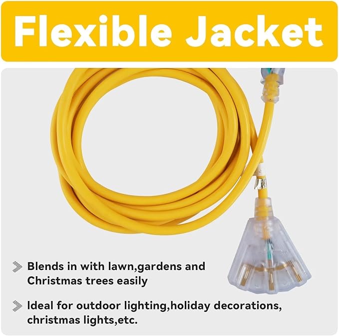 EP 10 Ft 12 Gauge Heavy Duty Extension Cord, 15A 125V 1875W, 3 Outlet - Image 6