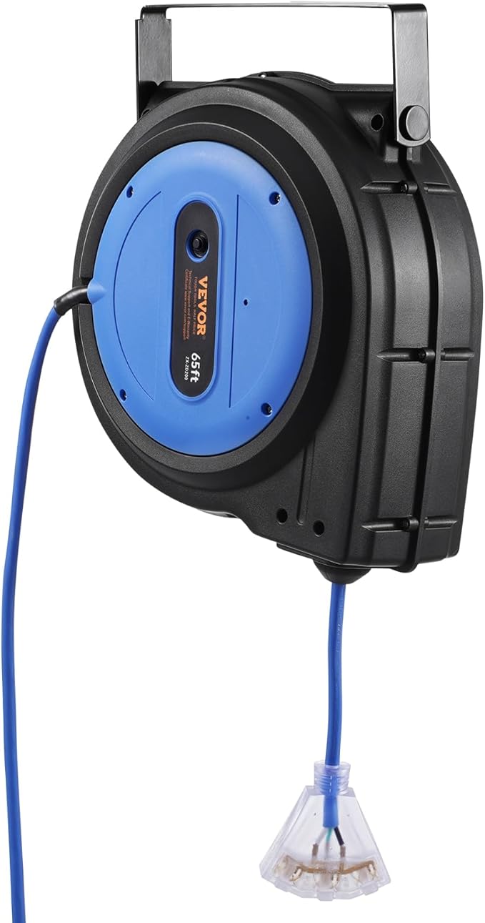 VEVOR 65FT Retractable Extension Cord Reel, 12AWG/3C SJTOW Heavy Duty Power - Image 11