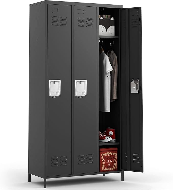 3 Doors Locker Storage Cabinet, Metal Locker by BIZOEIRON