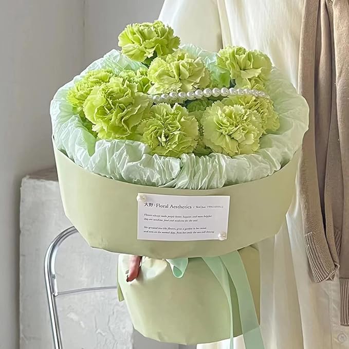 FWSA WRAPS Korean Flower Wrapping Paper Roll Green Matte Bouquet Wrap Florist - Image 2