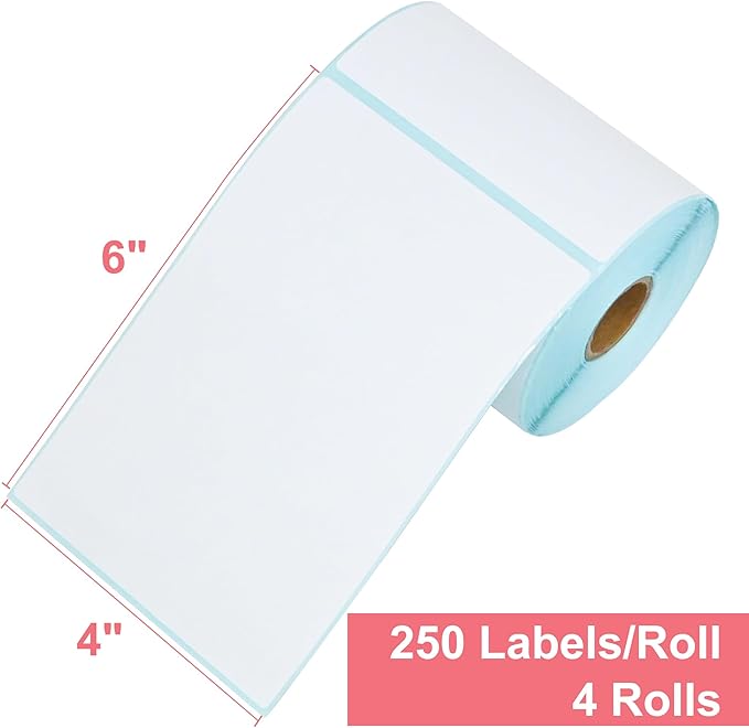 L LIKED 4"x6" Direct Thermal Labels, 250 Labels per Roll, - Image 2