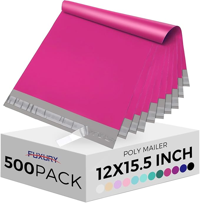 Fuxury Poly Mailers 12x15.5 Inch 500 Pcs, Bulk Shipping Bags by Fuxury