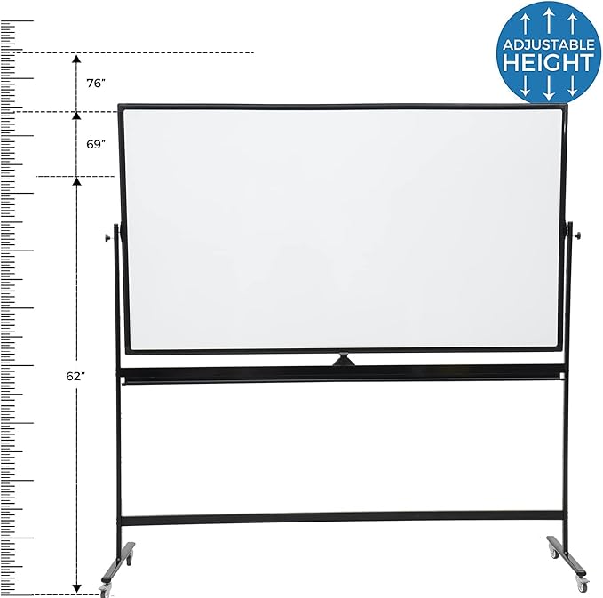 Large 72x40 Inch Mobile Whiteboard, Double-Sided Magnetic Dry Erase Board on - Image 2