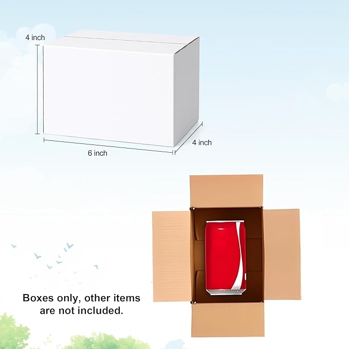 Famagic 10 Pack 6x4x4 Inch Small Shipping Boxes White Corrugated Cardboard - Image 2