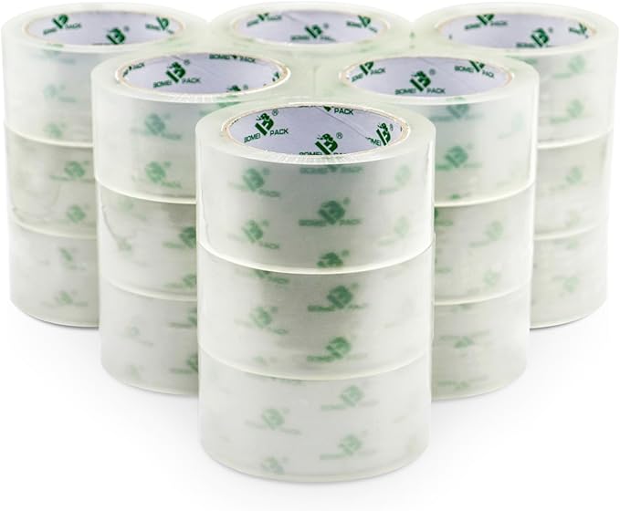 BOMEI PACK Clear Silent Packing Tape 18 Rolls, NO Noise Quiet Tape Refill Rolls by BOMEIPACK