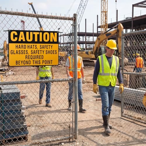 2 PCS Hard Hats Safety Glasses Safety Shoes Required Sign - Image 6