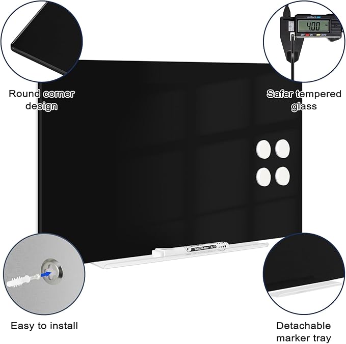 Magnetic Glass Whiteboard for Wall, Large Frameless White Board for Home and - Image 3