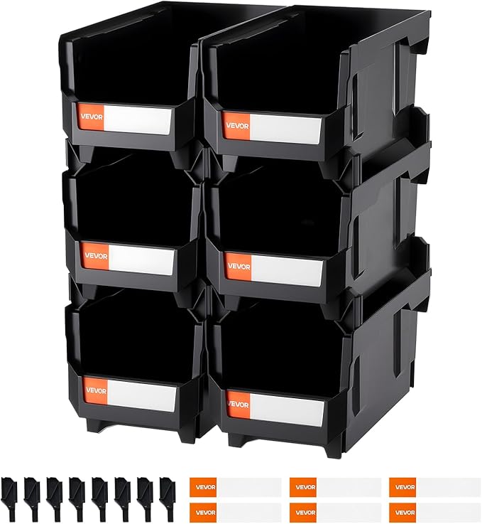 VEVOR Plastic Stackable Storage Bins, 14.8 x 8.5 x 7.1 inch, Plastic Containers - Image 9