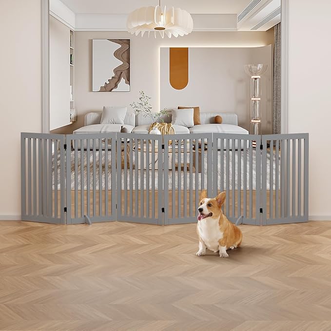 unipaws 120" Extra Wide Pet Gate, Free Standing Dog Gate - Image 2