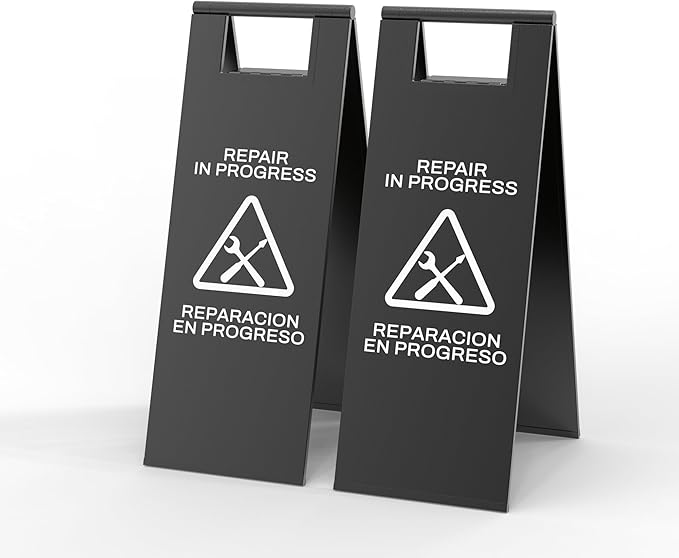 2 Pcs Maintenance Work in Progress Floor Sign, 24 Inch Stainless Steel Repair by CrazyAnt