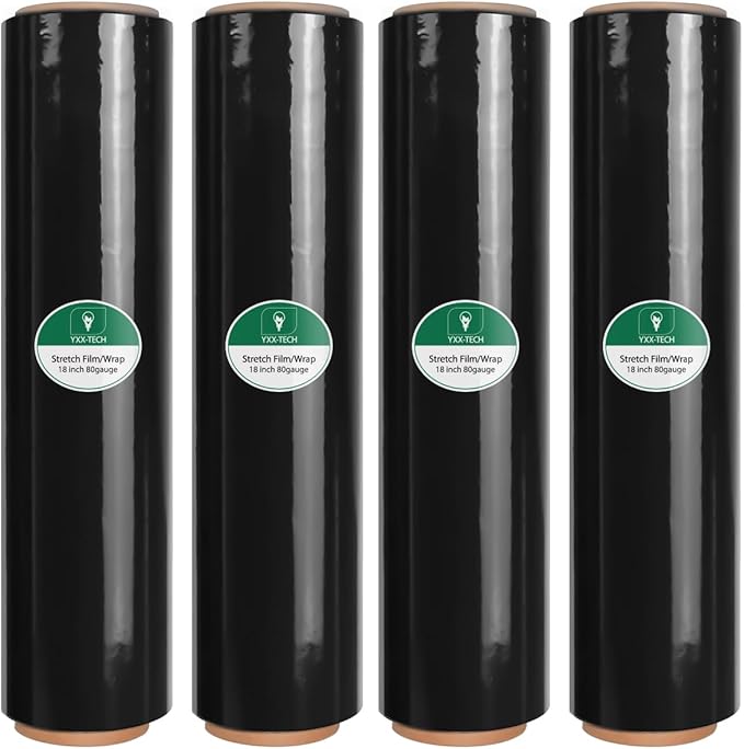 Black Stretch Film/Wrapping Paper Thickness, 18 Inch 1500 Feet Plastic wrap roll by YXX-TECH