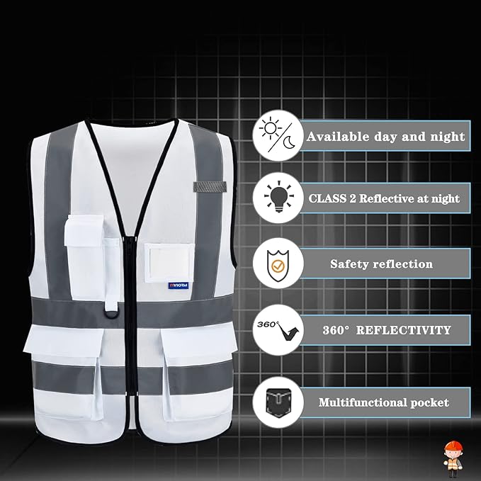 A-SAFETY XSmall White High Visibility Safety Vest - Image 5