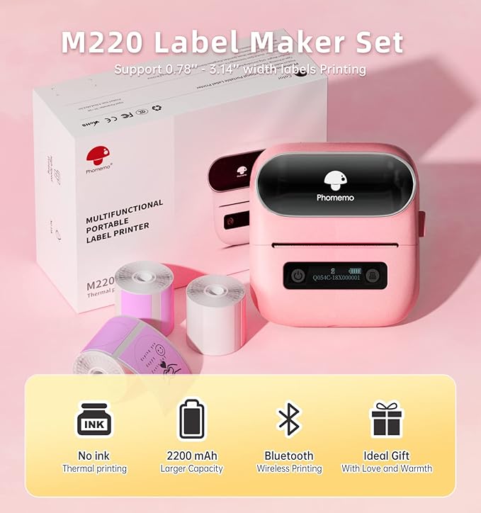 Phomemo M220 Label Maker, 3.14 Inch Bluetooth Thermal Label Printer, Compatible - Image 4