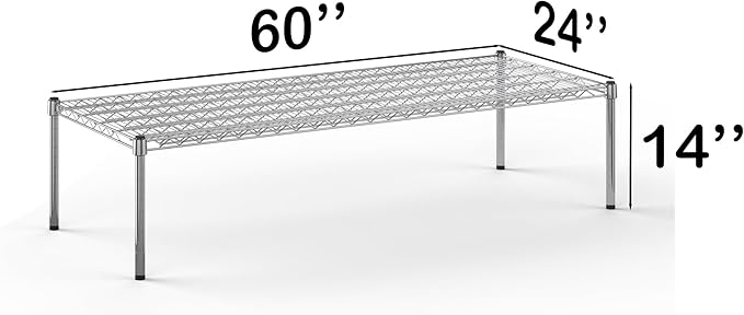21''W x 60''L x 14''H Chrome Plated Wire Dunnage Rack | Off The Floor Storage - Image 3