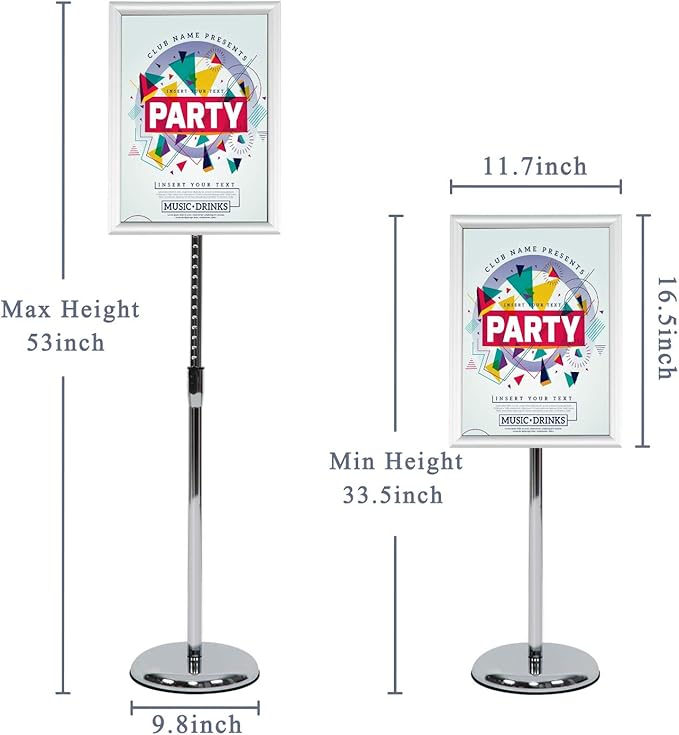 Pedestal Poster Stand, Adjustable Aluminum 11 x 17 Floor Standing Holder - Image 3