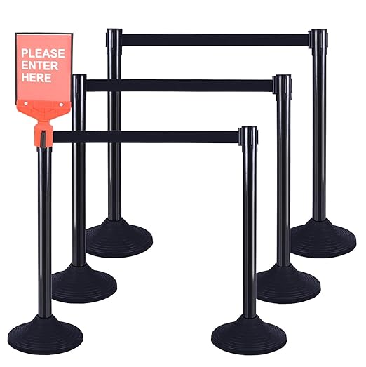 6PACK BESEA Crowd Control Stanchions Set Heavy Duty Crowd Control Barriers by BeSea