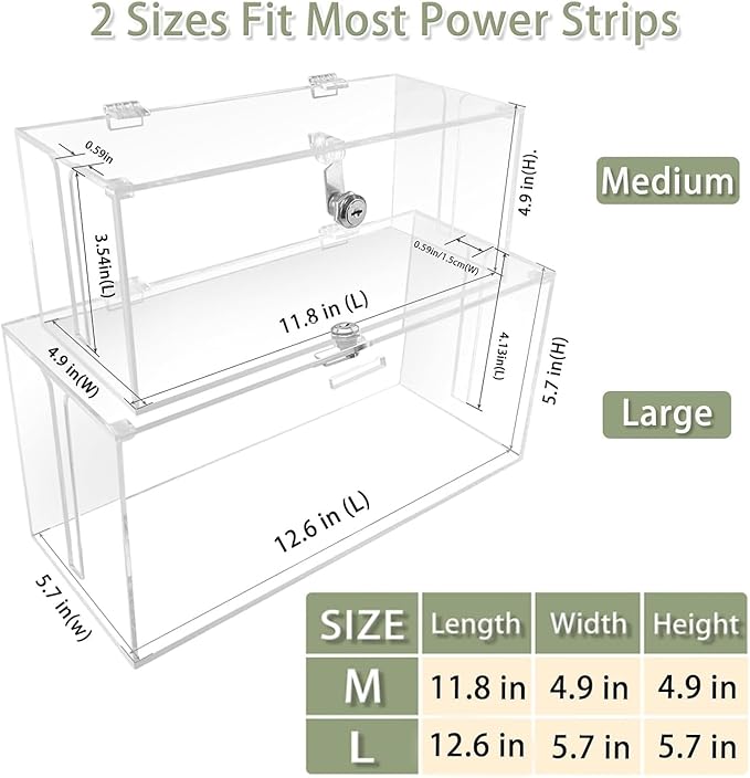 2PC Cable Management Box with Lock, Cable Organizer Box & Power Strip Cover - Image 3