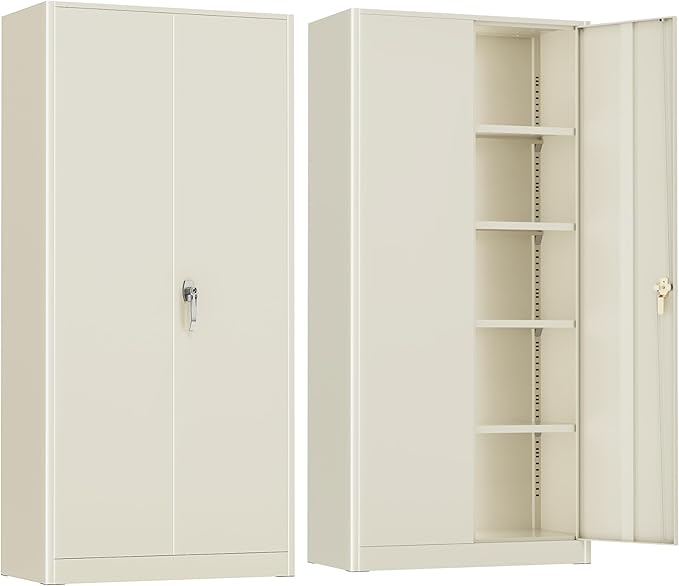 Crownland 72" Metal Storage Cabinet, Lockable Garage Storage Cabinets, High by Crownland