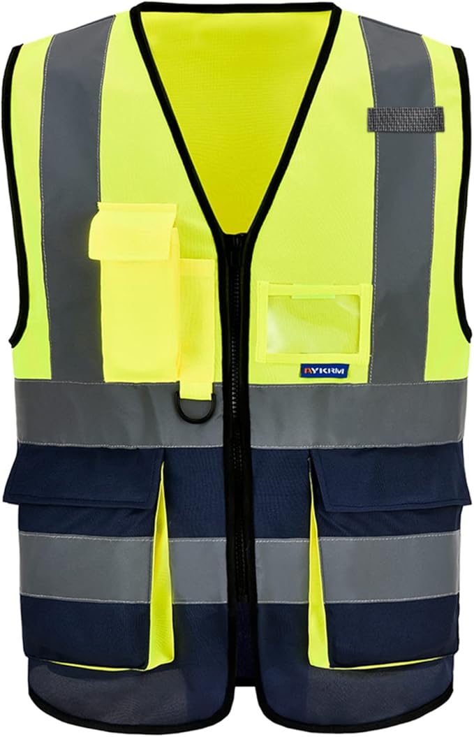 A-SAFETY Protective Reflective Safety Vest Workwear, 7 Pockets Hi Vis Durable by A-SAFETY