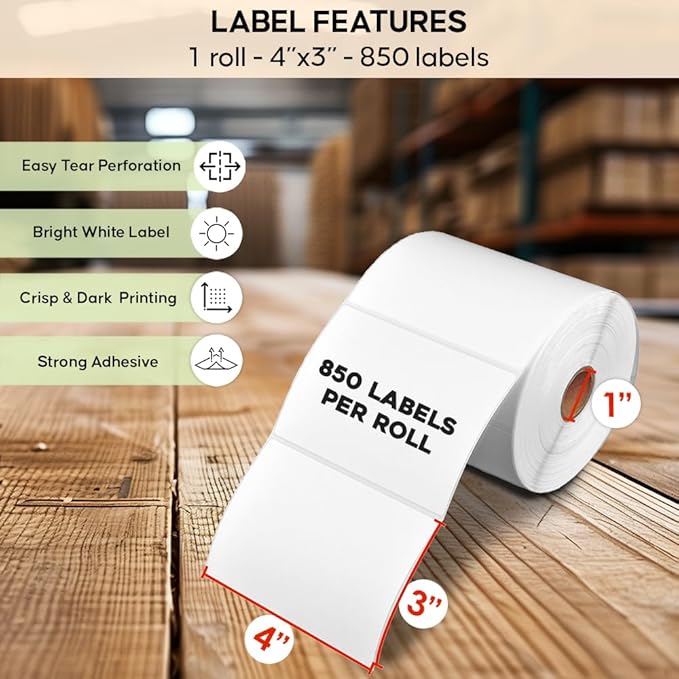 4 x 3 Direct Thermal Label, 850 Labels per Roll - Image 2