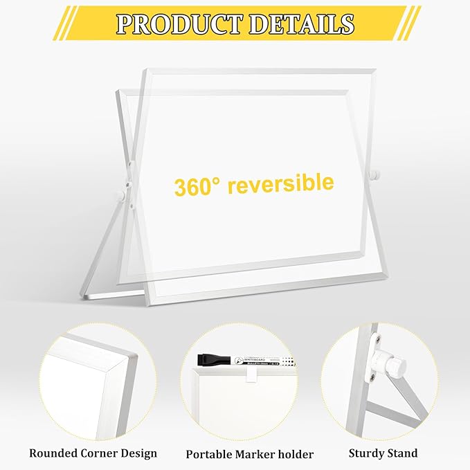 Dry Erase Magnetic White Board, Portable Small Whiteboard Set - Image 2