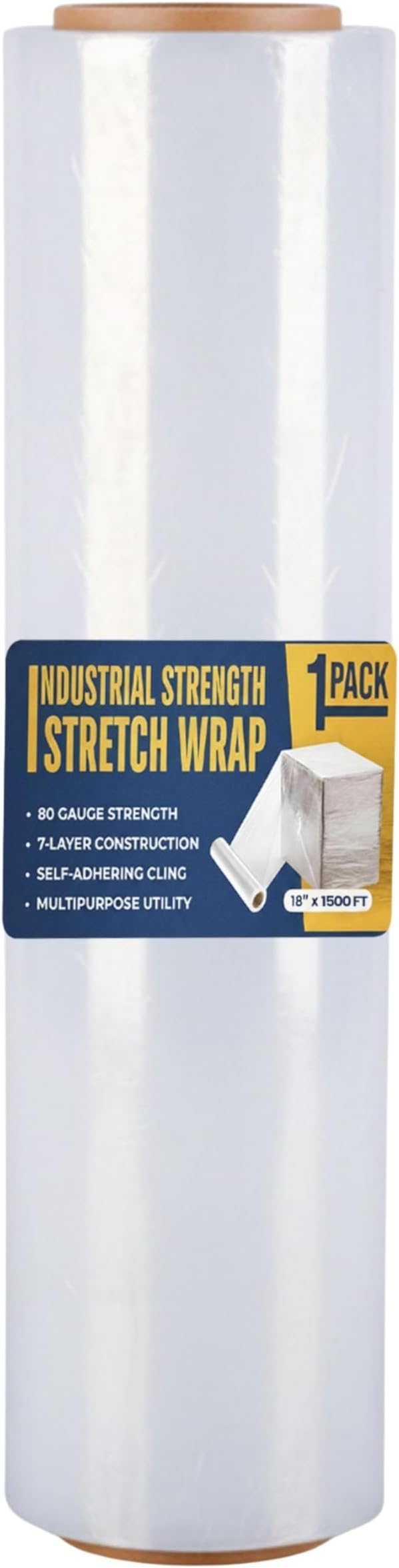 Rockin Rolls Stretch Film Wrap – 18" x 1500 FT x 80 Gauge, 1 Roll Heavy Duty by RockinRolls