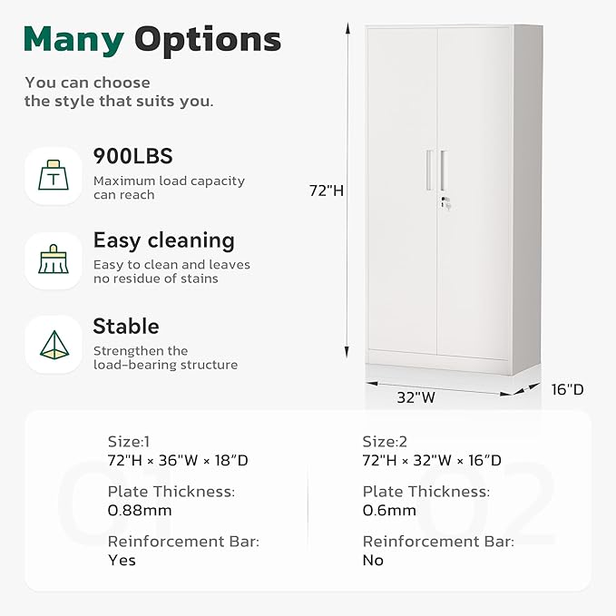 Greenvelly Metal Garage Storage Cabinet, Utility Metal Filing Cabinet - Image 3