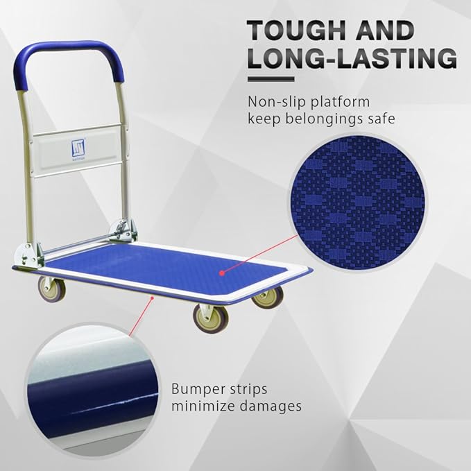 Push Cart Dolly by Wellmax, Moving Platform Hand Truck, Foldable - Image 4