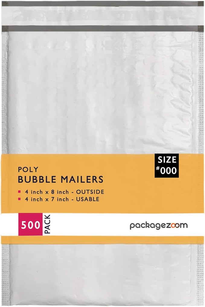4x8 inches Poly Bubble Mailer Self Seal Bubble Shipping Envelopes 2.5 Mil 500 by packagezoom
