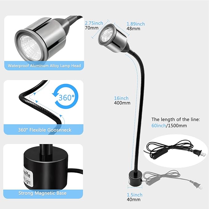 Magnetic LED Work Light with Flexible Gooseneck and Magnetic Base, Magnetic LED - Image 5