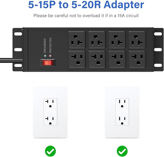 CCCEI Magnetic Heavy Duty Power Strip Surge Protector 20Amp, 12 Gauge High Amp - Image 5