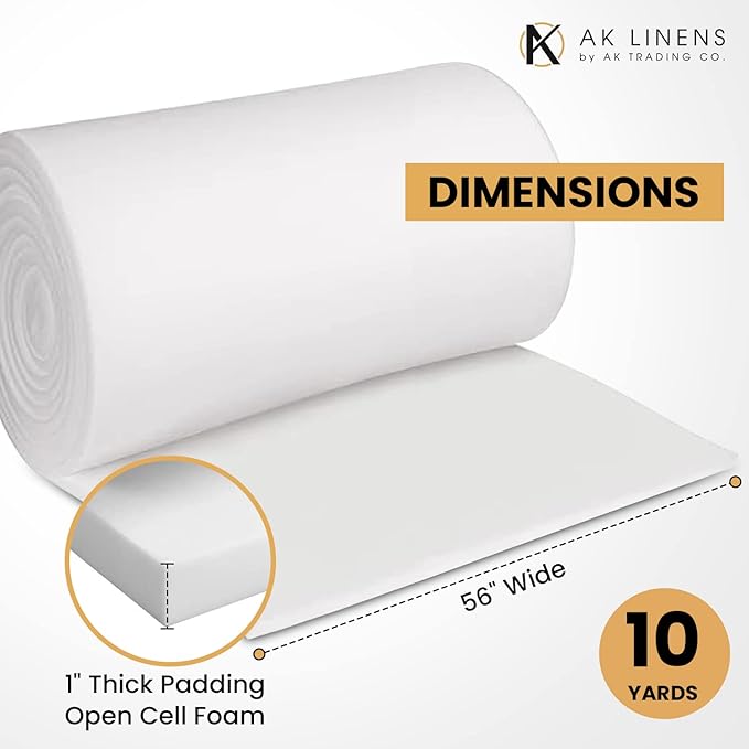 AK TRADING CO. 1” Thick Open Cell Upholstery Foam Padding – 56” Wide – by The - Image 2