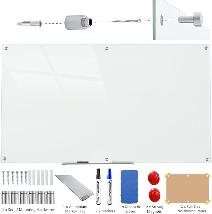 Glass Whiteboard Magnetic Dry Erase Board 6' x 4', Large Frameless Glass White - Image 5