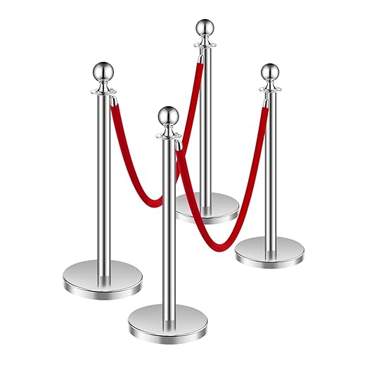 VEVOR Stanchions and Velvet Ropes 4Pcs, Hollow Base - Image 9