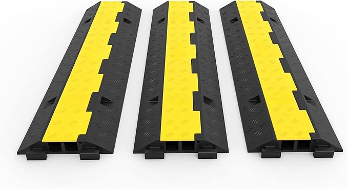3 Pack 2-Channel 11, 000 lbs per Axle Capacity Rubber Cable Protector Ramp – by TROPOW