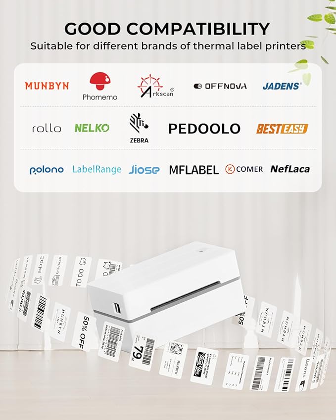 MUNBYN 2x1In Thermal Sticker Labels, Address Barcode Self-Adhesive Label Paper - Image 3