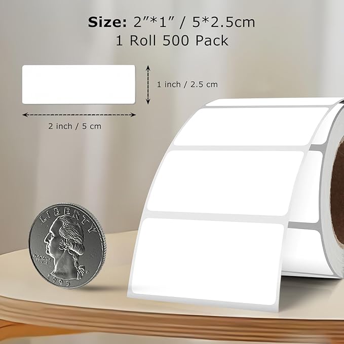 White Color Coding Labels 1 × 2 Inches Self-Adhesive Vinyl Rectangle Stickers - Image 2