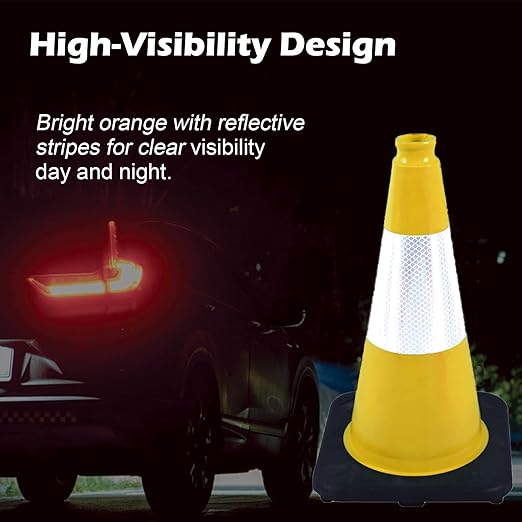 6 Pack 18 Inch Yellow Traffic Cones - Image 4
