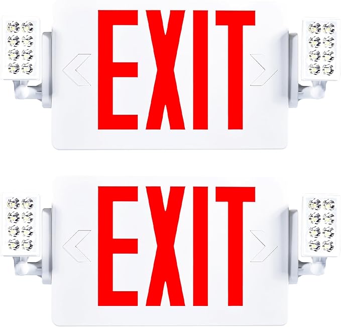 Sunco Exit Signs With Emergency Lights, Two Adjustable LED Lights With Backup by SuncoLighting