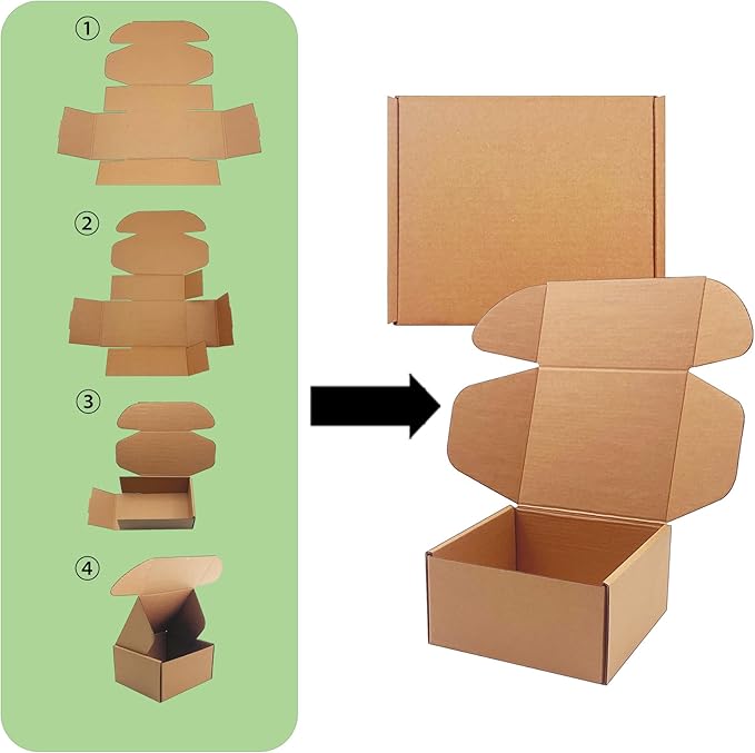 10x10x3 inch Shipping Boxes，Bulk 20 Pack，Brown Corrugated Mailers Cardboard - Image 4